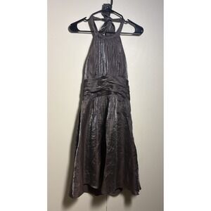 Adrianna Papell Boutique 8 Metallic Brown Halter Dress Formal Evening Prom‎ Gala